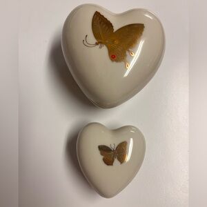 Takahashi 2 Butterfly Heart Shaped Trinket Nesting Boxes